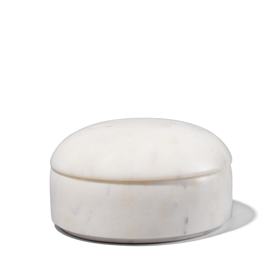 White Marble Pot With Lid - From Rajasthan | Indigo Antiques
