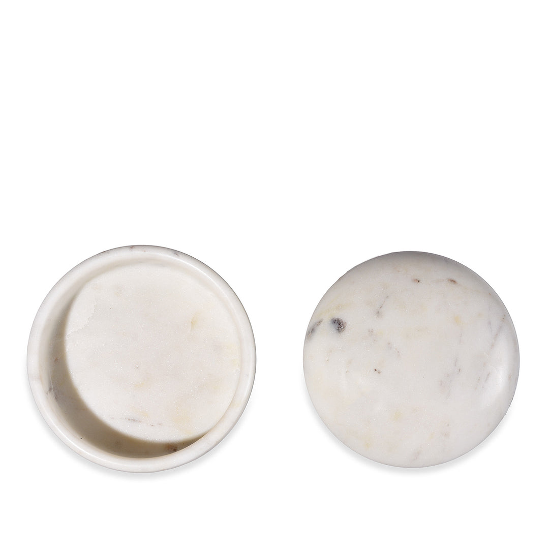 Inside Of White Marble Pot With Lid - From Rajasthan | Indigo Antiques