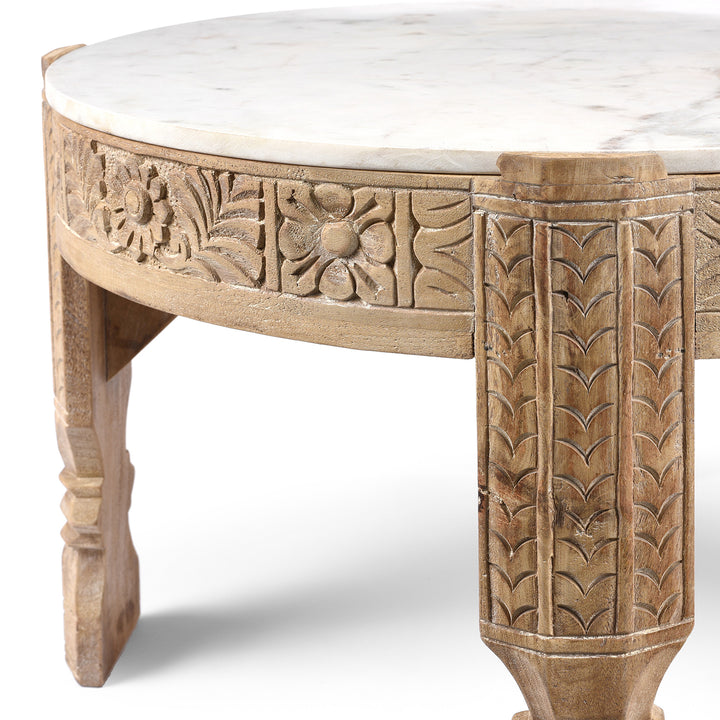 Detail From Mango Wood Chukki Rice Mill From Rajasthan With Marble Top | Indigo Antiques