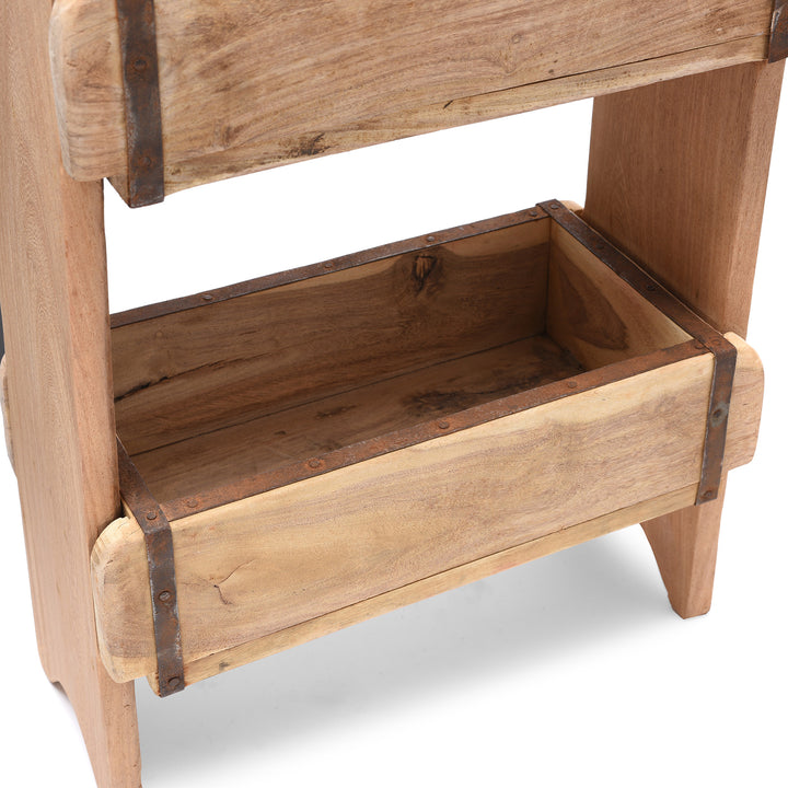 Interior Of Wall Shelf Made From Vintage Wood Brick Moulds | Indigo Antiques