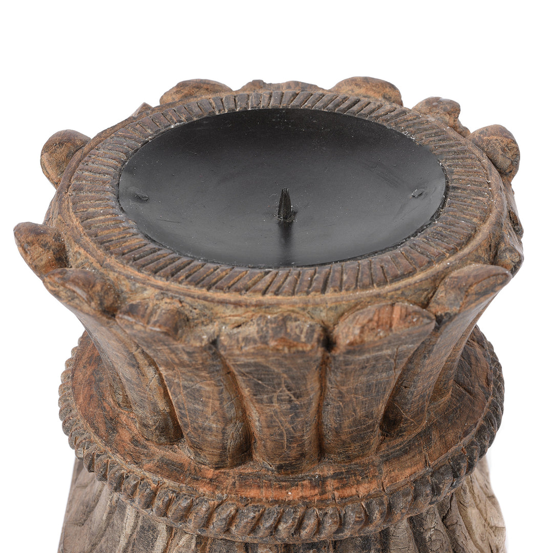 Detail From Candlestand Made From An Old Teak Carving | Indigo Antiques