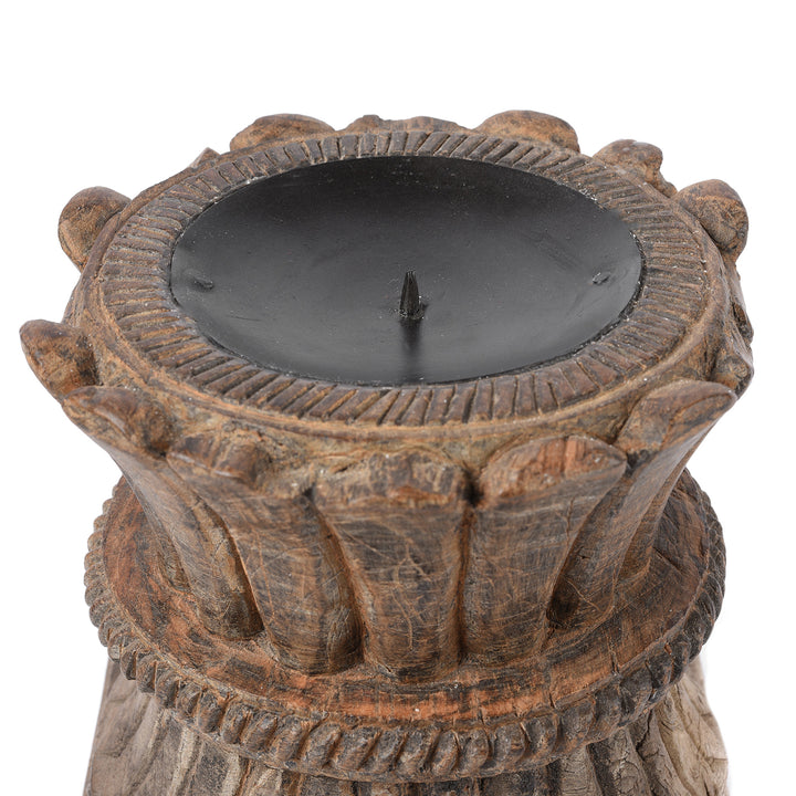 Detail From Candlestand Made From An Old Teak Carving | Indigo Antiques