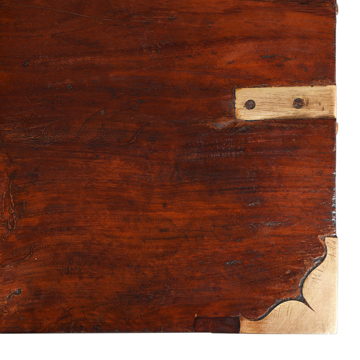 Detail From Antique Brass Bound Jackfruit Military Chest | Indigo Antiques