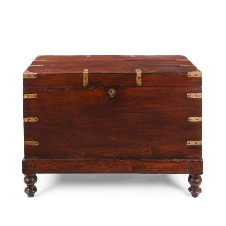 Antique Brass Bound Jackfruit wood Military Chest | Indigo Antiques