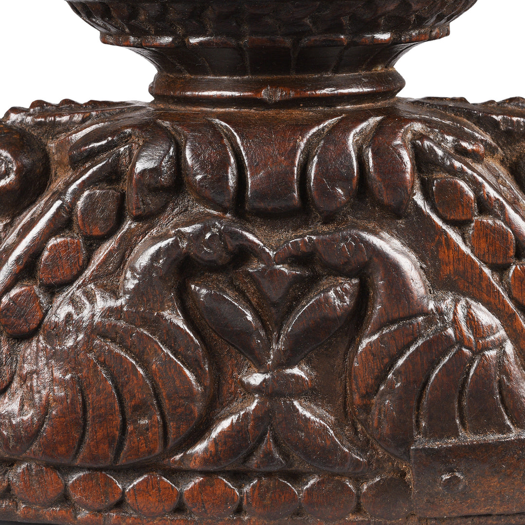 Detail From Antique Carved Teak Seed Drill From Gujarat | Indigo Antiques