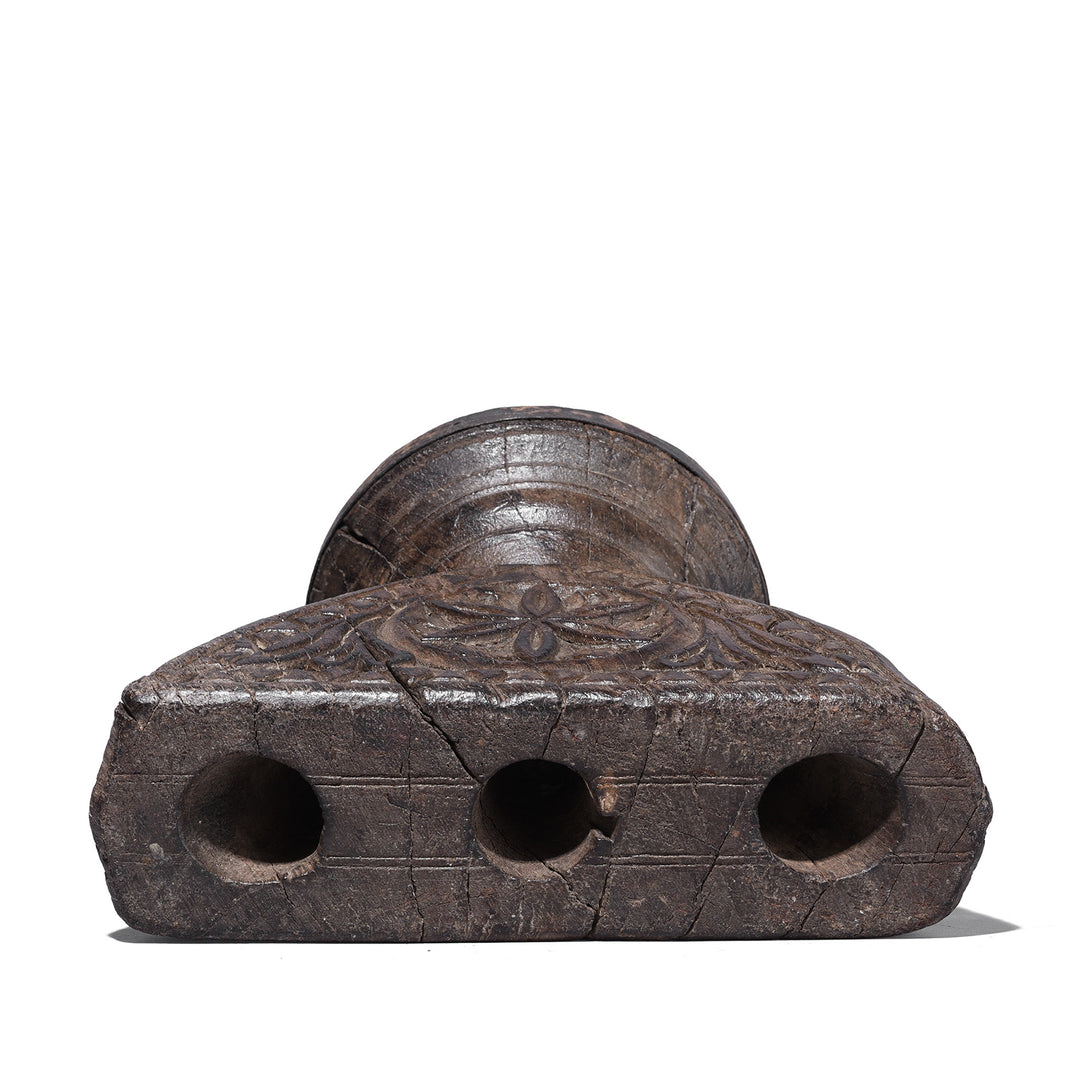 Underside View Of Antique Carved Teak Seed Drill From Gujarat | Indigo Antiques