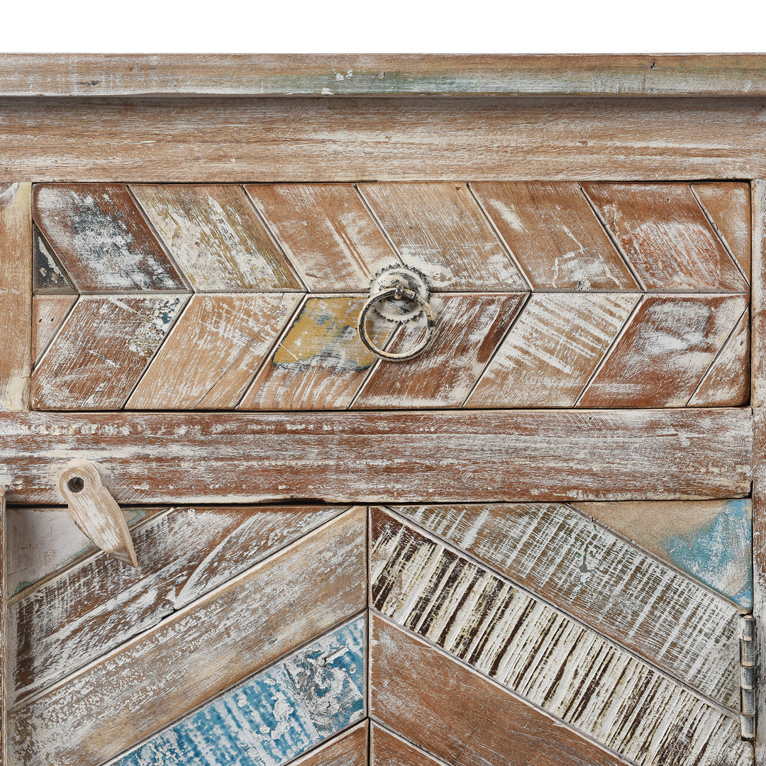 Drawer Detail of a Indian 4 Door Sideboard Made From Reclaimed Teak | Indigo Antiques