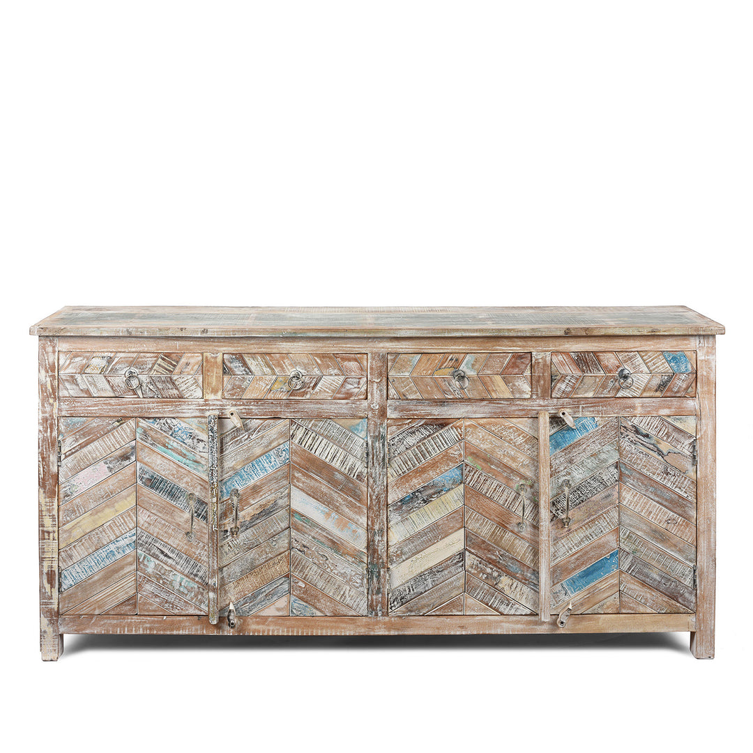 Indian 4 Door Sideboard Made From Reclaimed Teak | Indigo Antiques