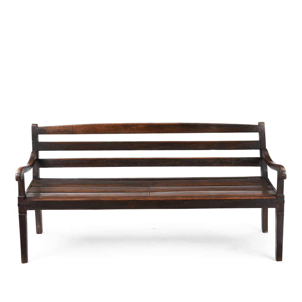 Front View Of Antique Regency Anglo-Indian Teak Bench | Indigo Antiques