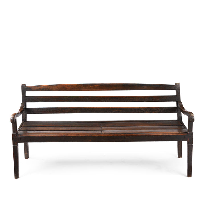 Front View Of Antique Regency Anglo-Indian Teak Bench | Indigo Antiques