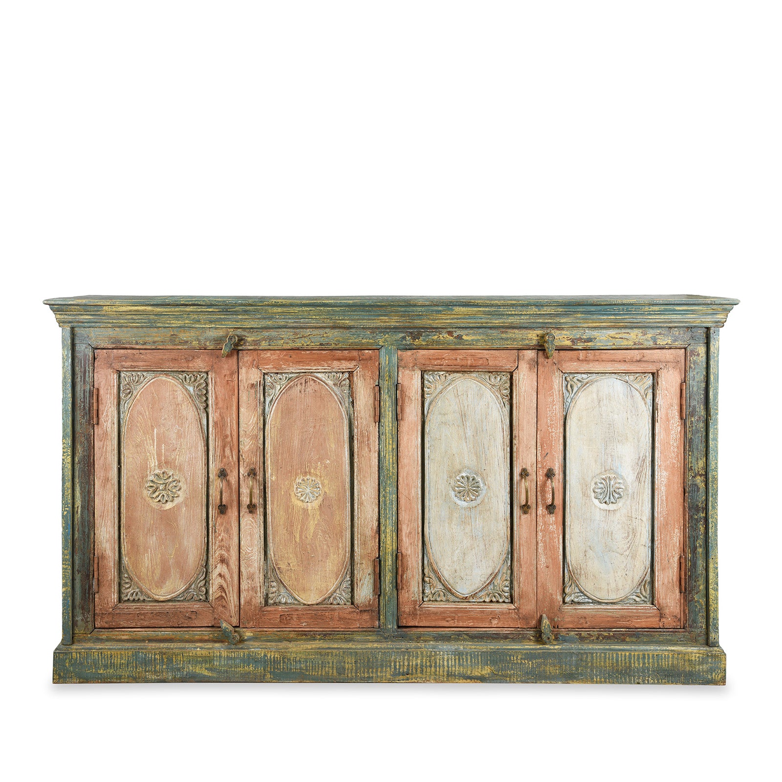 Reclaimed Teak Wood Sideboard With Painted Doors | Indigo Antiques