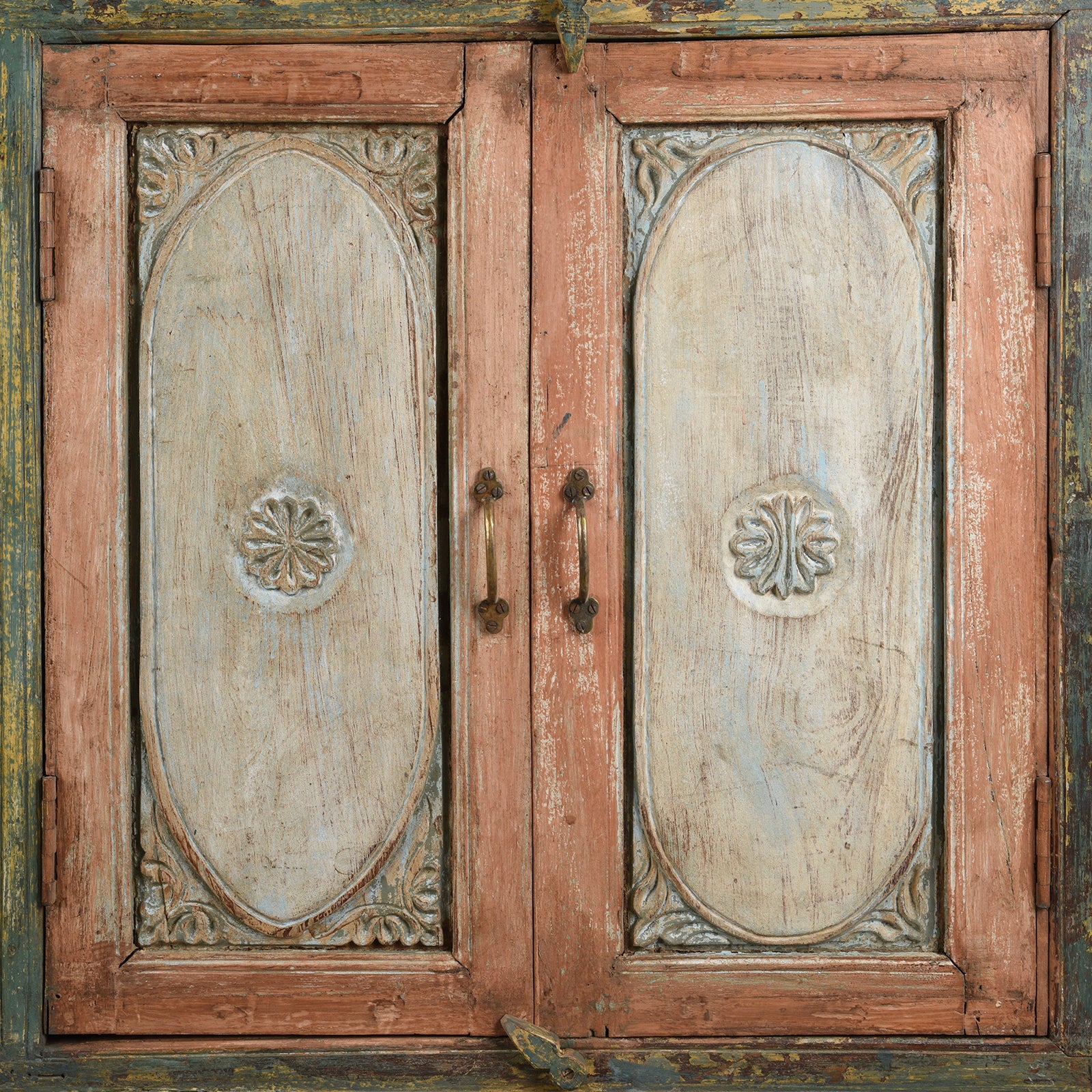 Doors Detail From Reclaimed Teak Wood Sideboard With Painted Doors | Indigo Antiques