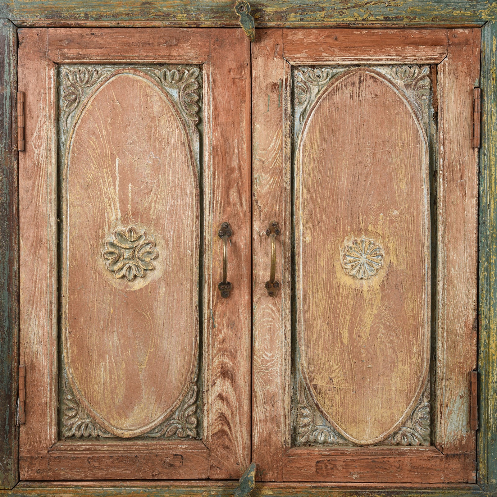 Doors Detail From Reclaimed Teak Wood Sideboard With Painted Doors | Indigo Antiques
