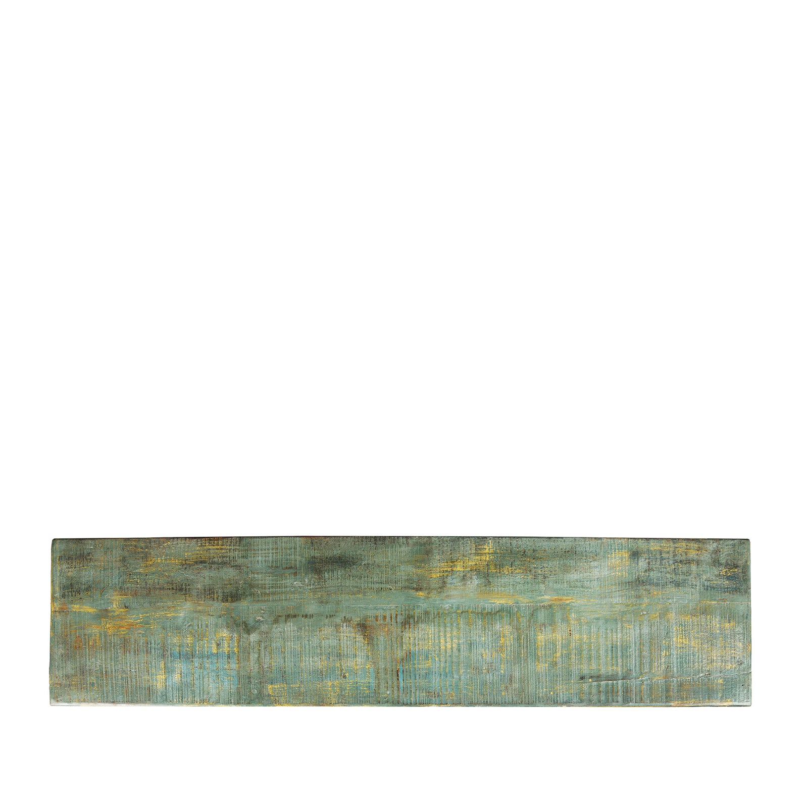 Top Down View Of Reclaimed Teak Wood Sideboard With Painted Doors | Indigo Antiques