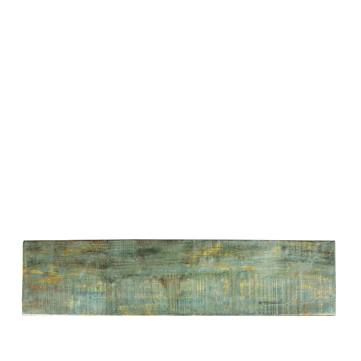 Top Down View Of Reclaimed Teak Wood Sideboard With Painted Doors | Indigo Antiques