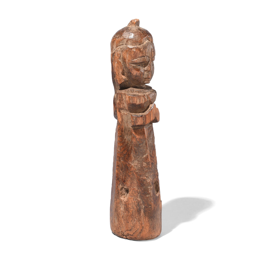 Angled View Of Carved Gangaur Figure From Banswara Tribal Region - 19th Century | Indigo Antiques