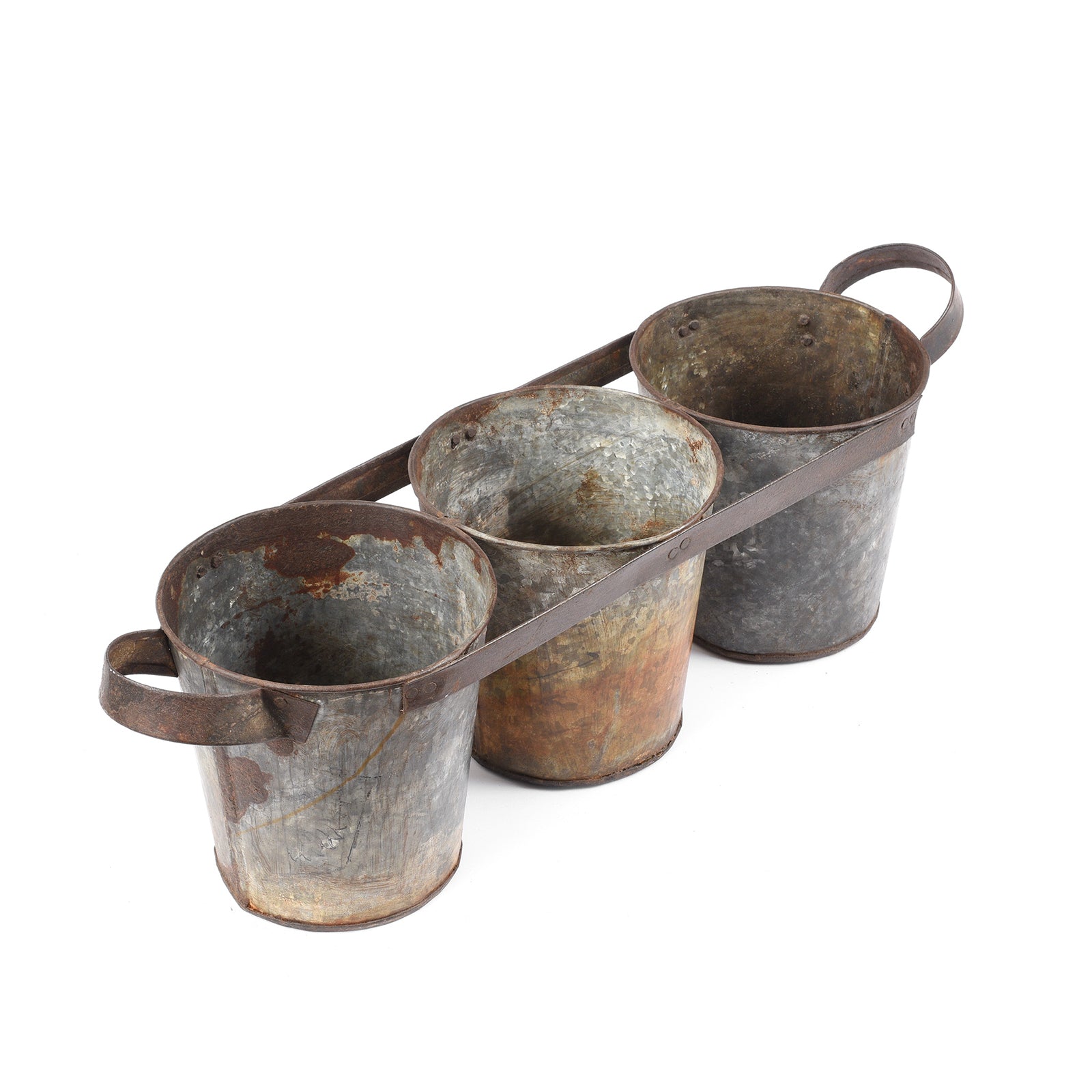 Vintage Galvanised Bucket Planter - 3 Way | Indigo Antiques