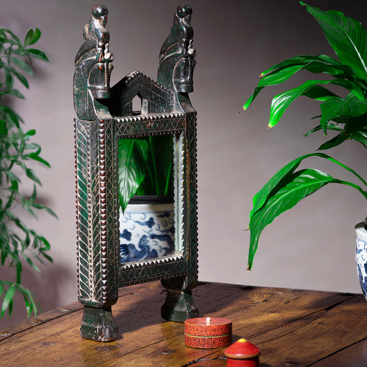 Antique Carved Teak Mirror From The Banswara Tribal Region - 19th Century | Indigo Antiques