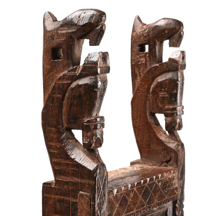 Horse Head Detail From Carved Teak Mirror From The Banswara Tribal Region - 19th Century | Indigo Antiques