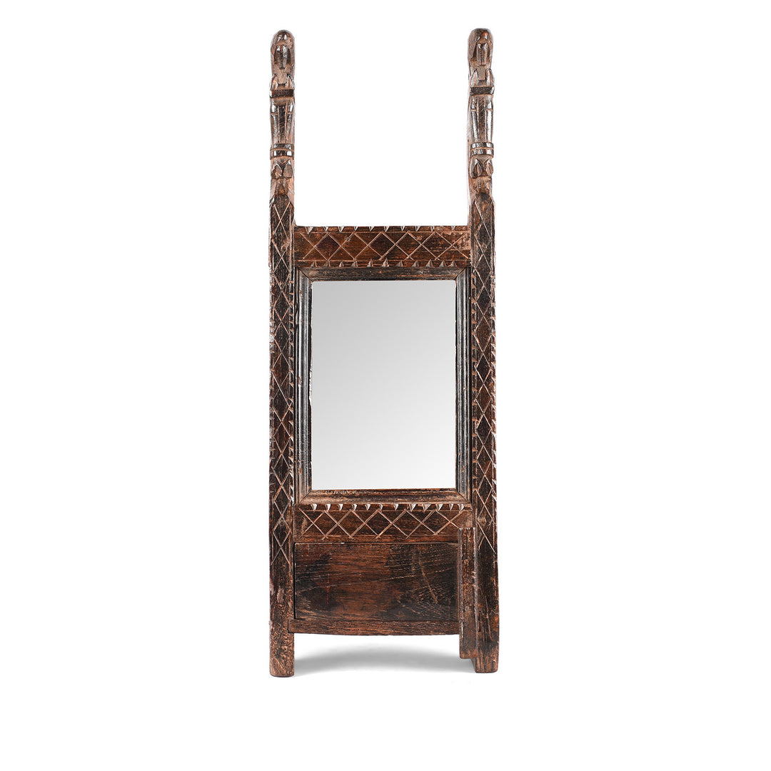 Carved Teak Mirror From The Banswara Tribal Region - 19th Century | Indigo Antiques