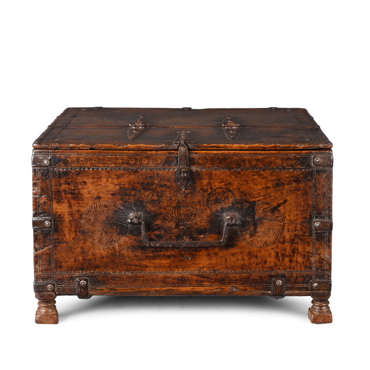 Antique Carved Indian Merchants Box | Indigo Antiques