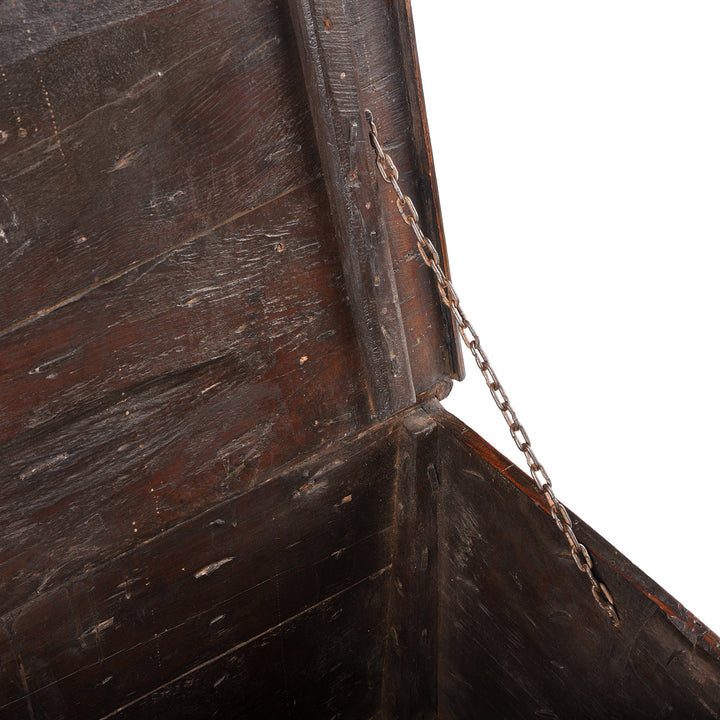 Chain Detail From Antique Indian Brass Bound Teak Chest On Wheels | Indigo Antiques