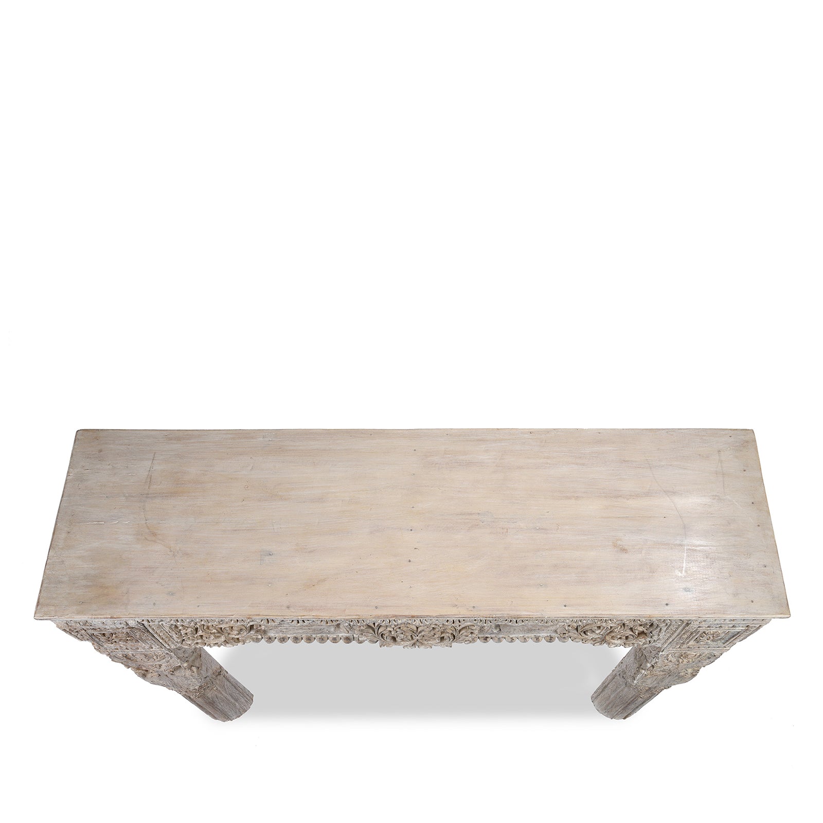 Top Down View Of Reclaimed Teakwood Console Table With Painted Finish | Indigo Antiques