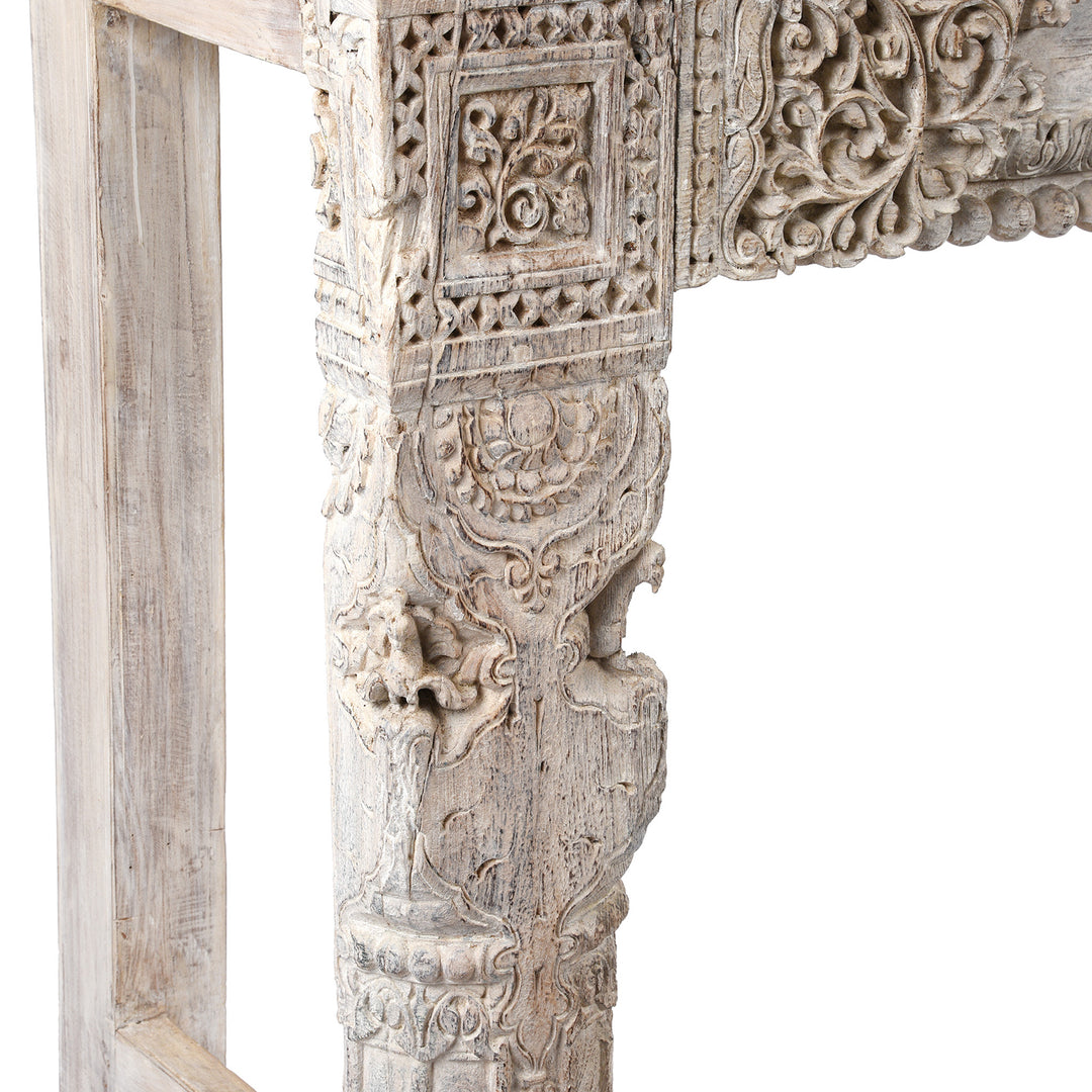 Leg Detail From Reclaimed Teakwood Console Table With Painted Finish | Indigo Antiques