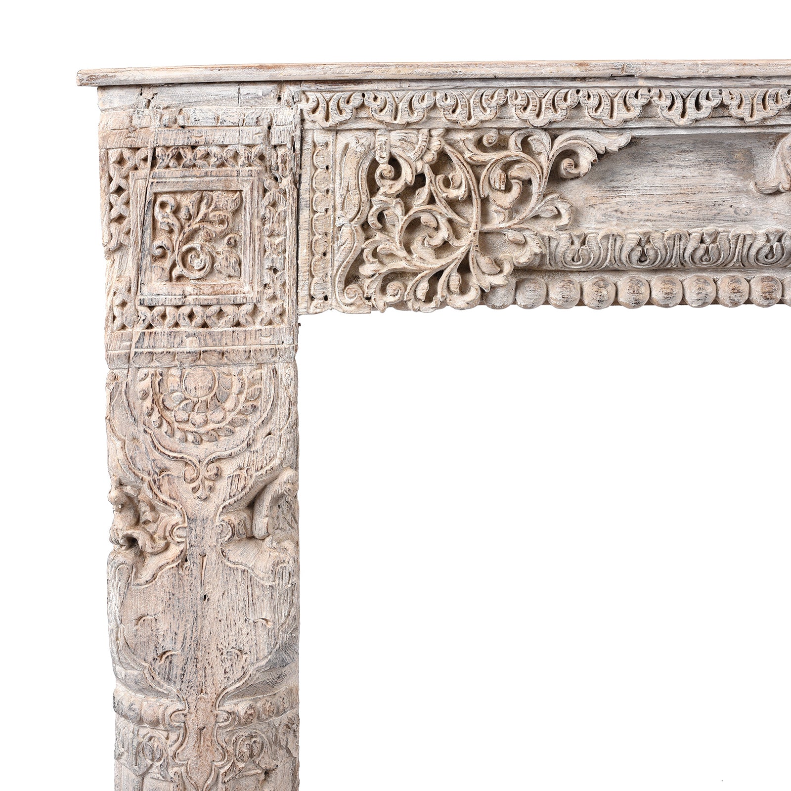 Corner Detail From Reclaimed Teakwood Console Table With Painted Finish | Indigo Antiques