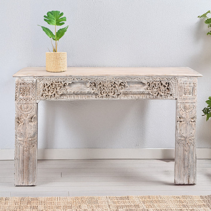 Reclaimed Teakwood Console Table With Painted Finish | Indigo Antiques