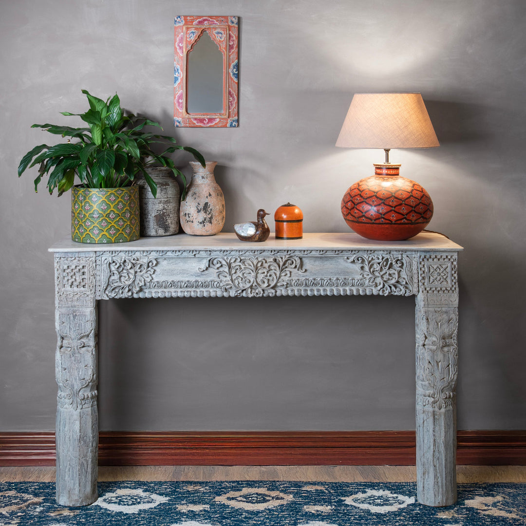 Reclaimed Teakwood Console Table With Painted Finish | Indigo Antiques