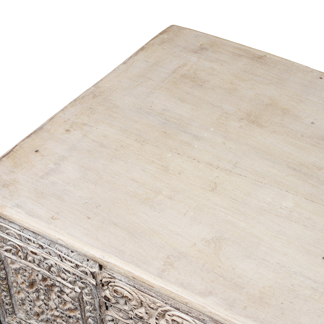 Top Detail From Painted Reclaimed Teak Console Table | Indigo Antiques