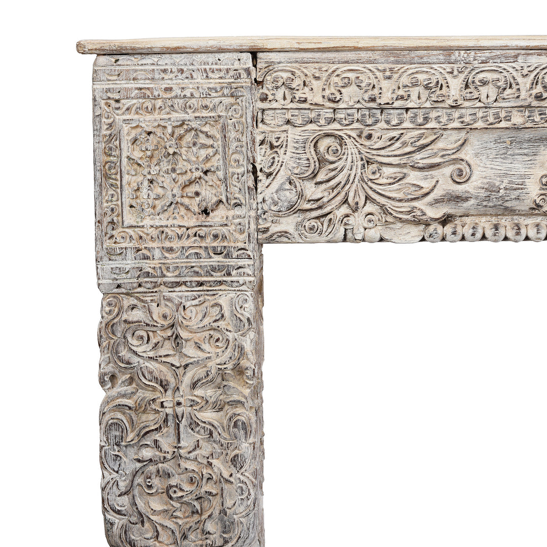Corner Detail From Painted Reclaimed Teak Console Table | Indigo Antiques