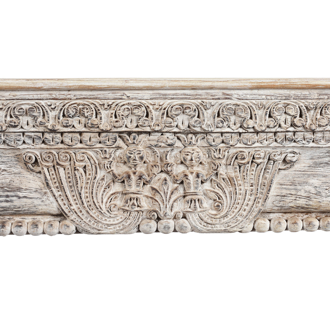 Central Design Detail From Painted Reclaimed Teak Console Table | Indigo Antiques