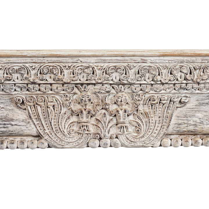 Central Design Detail From Painted Reclaimed Teak Console Table | Indigo Antiques