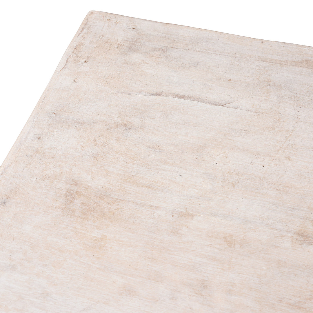 Top Corner Detail From The Surface Of Painted Console Table Made From Reclaimed Teak | Indigo Antiques