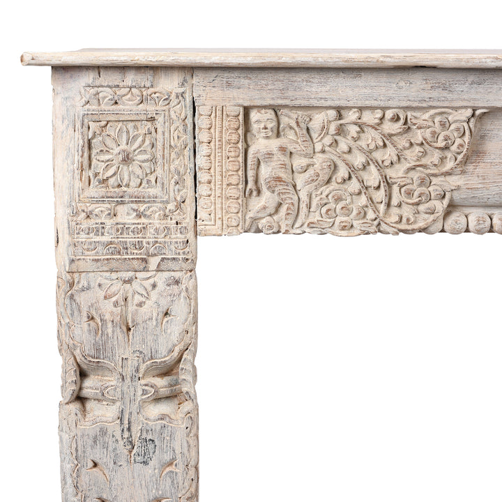 Corner Detail From Reclaimed Teakwood Console Table With Painted Finish | Indigo Antiques