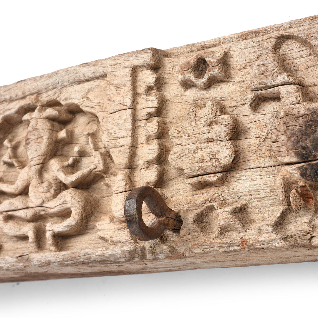 Depth Detail From Antique Carved Teak Lintel Panel From Kutch | Indigo Antiques