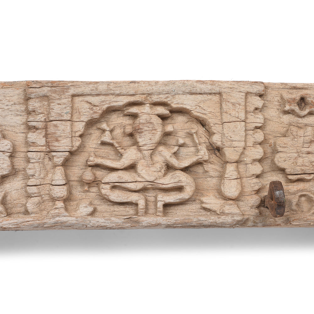 Detail From Antique Carved Teak Lintel Panel From Kutch | Indigo Antiques