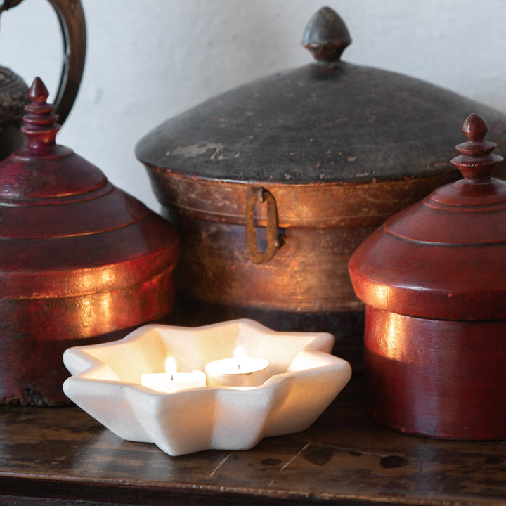 Hand Carved Marble Soap Dish - Star Design | Indigo Antiques