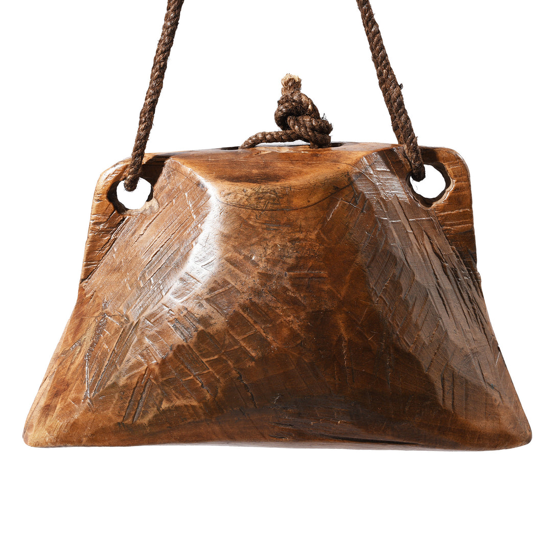 Back Of Carved Teak Cow Bell From Rajasthan - Early 20th Century | Indigo Antiques