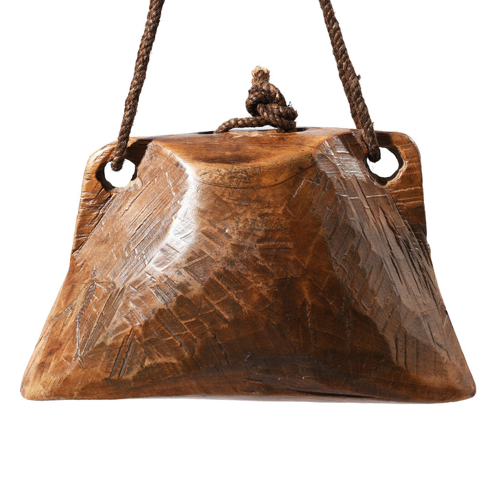 Back Of Carved Teak Cow Bell From Rajasthan - Early 20th Century | Indigo Antiques
