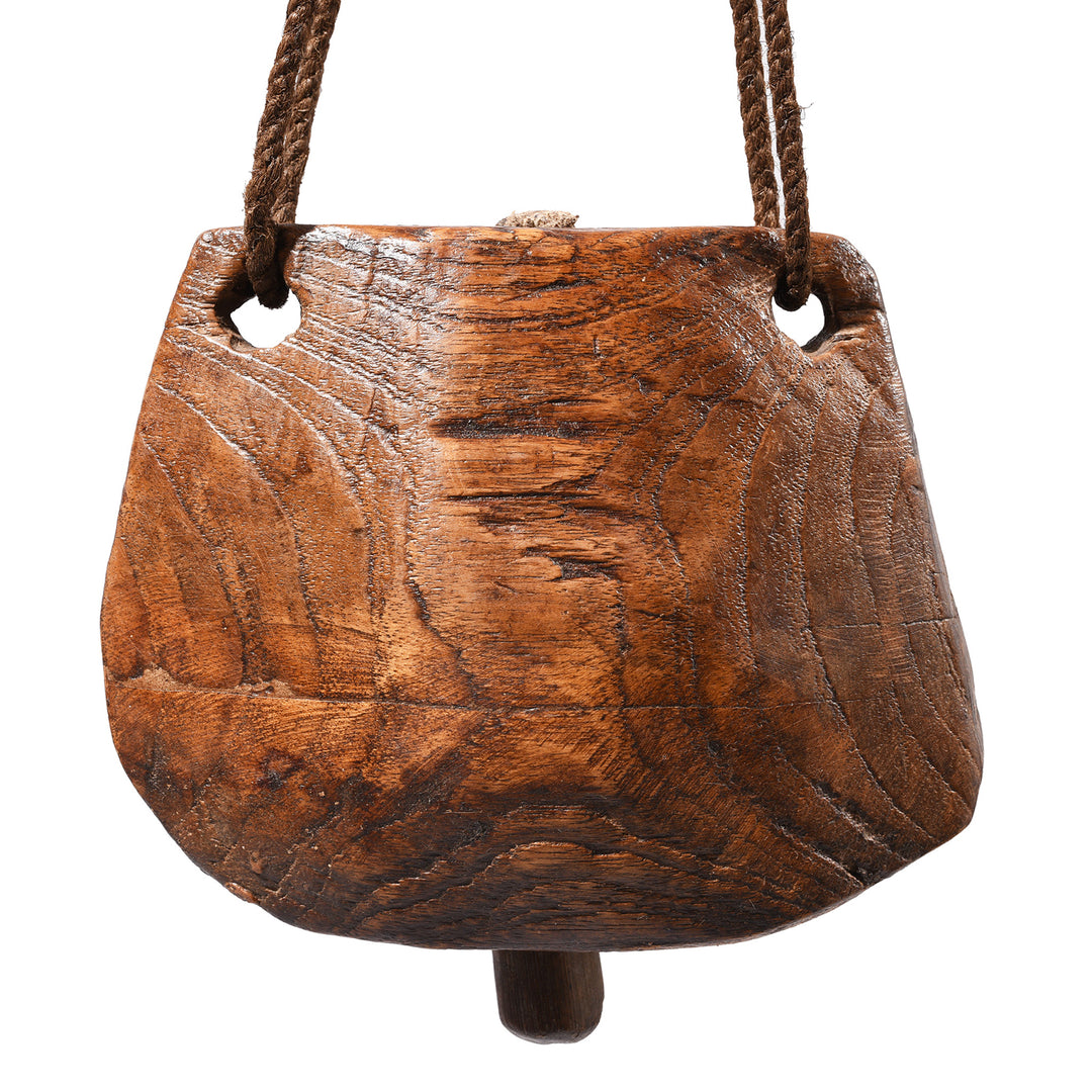 Back Of Antique Carved Teak Cow Bell From Rajasthan - Early 20th Century | Indigo Antiques