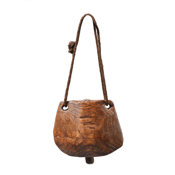 Carved Teak Cowbell From Rajasthan - Early 20th Century Carved Teak Cowbell From Rajasthan - Early 20th Century