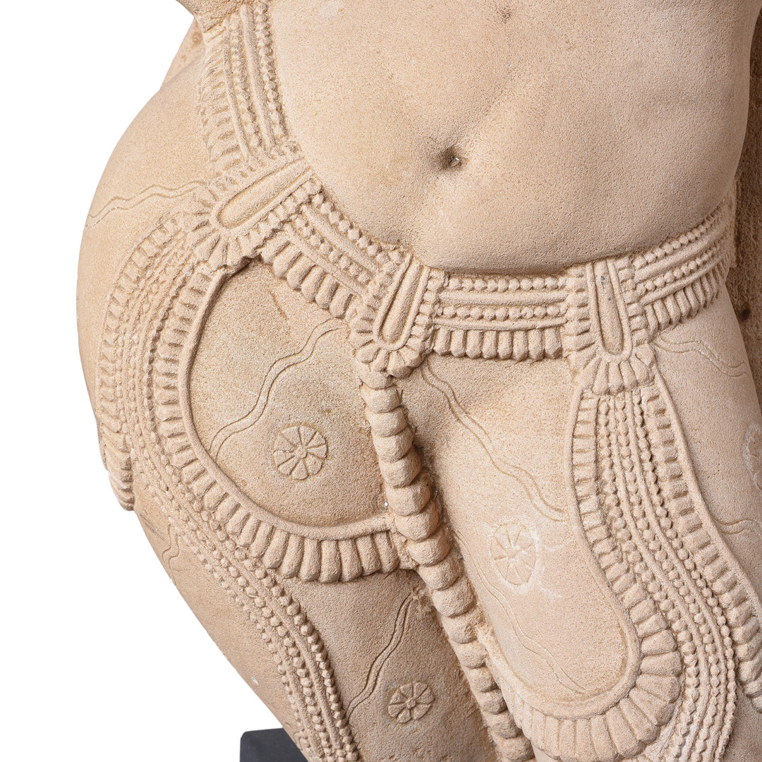 Hips And Carving Detail From Carved Stone Apsara Statue From India | Indigo Antiques