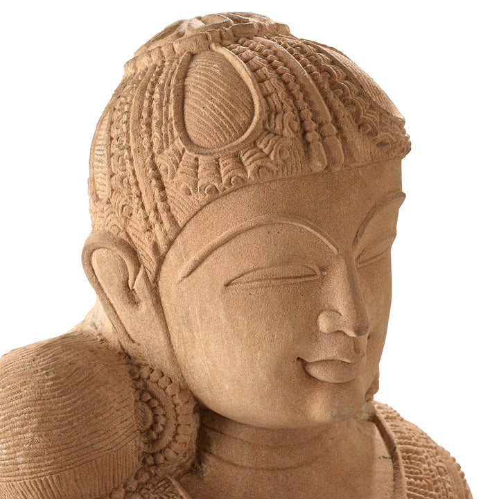 Angled View Of A Beautifully Carved Stone Apsara | Indigo Antiques