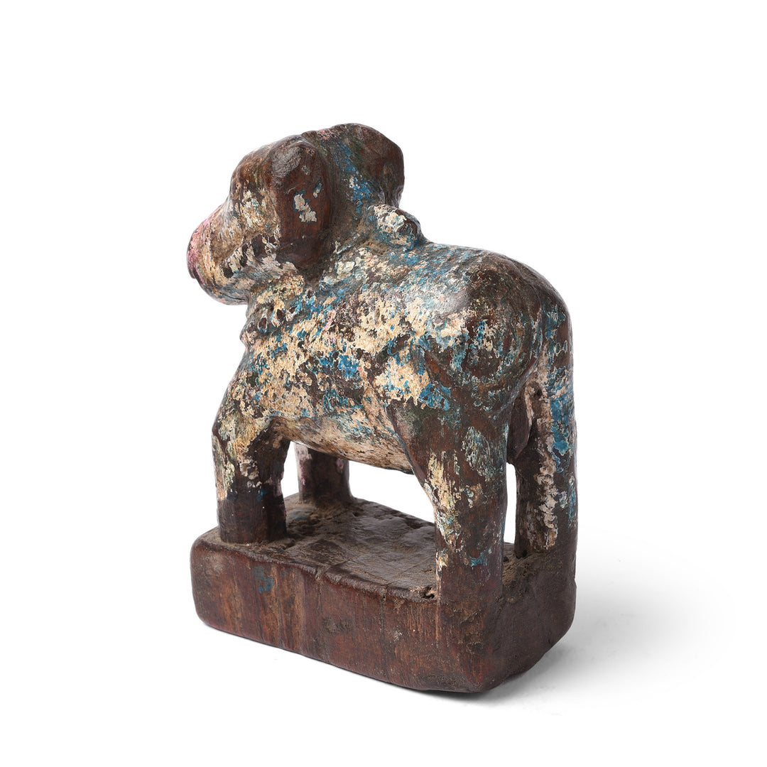Vintage Carved Teak Nandi Bull Toy From Andhra Pradesh | INDIGO ANTIQUES