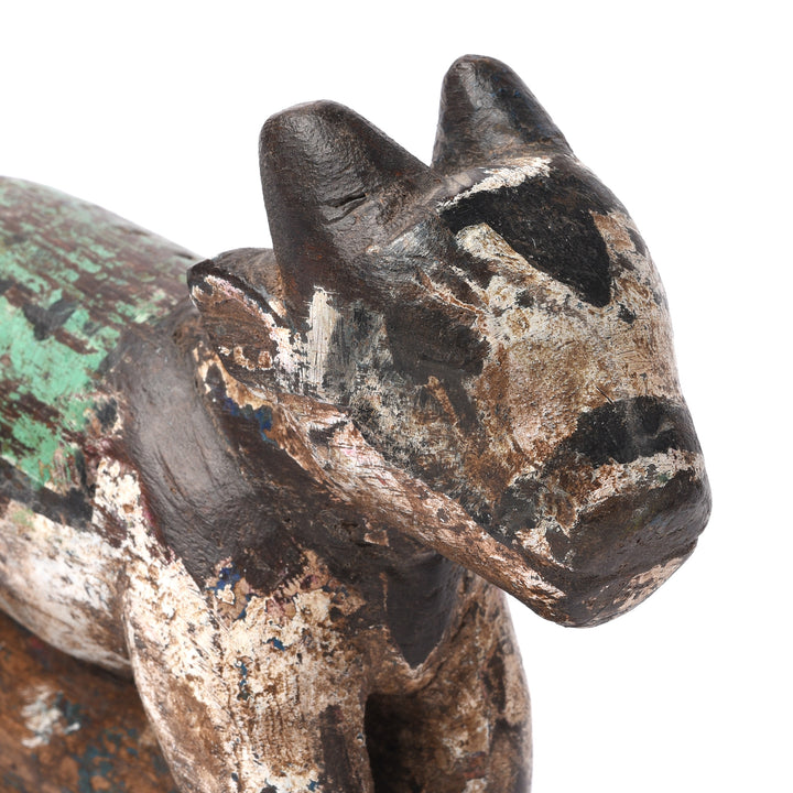 Vintage Carved Teak Nandi Bull Toy From Andhra Pradesh | INDIGO ANTIQUES