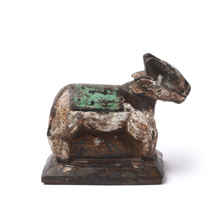 Vintage Carved Teak Nandi Bull Toy From Andhra Pradesh | INDIGO ANTIQUES