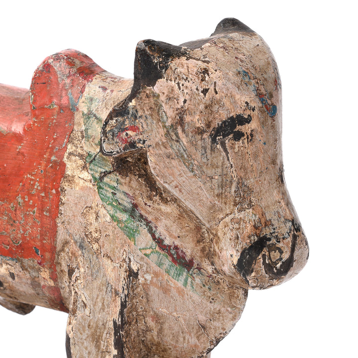 Vintage Carved Teak Nandi Bull Toy From Andhra Pradesh | INDIGO ANTIQUES